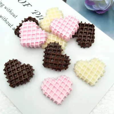 10 teile/los Lebensmittel Cabochon Nette Harz Herz-Förmigen Keks Flache rückseite Für Scrapbooking