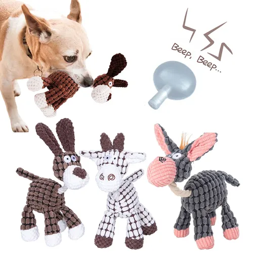 Cddmpet Spaß Haustier Spielzeug Esel Form Cord Kau spielzeug für Hunde Welpen Quietscher Quietschen