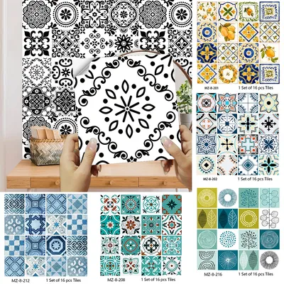16 teile/satz Matte Wasserdichte Fliesen Wand Aufkleber Hause Dekoration Peel & Stick Tapete Küche Badezimmer Kleiderschrank Boden PVC Kunst wandbild Image