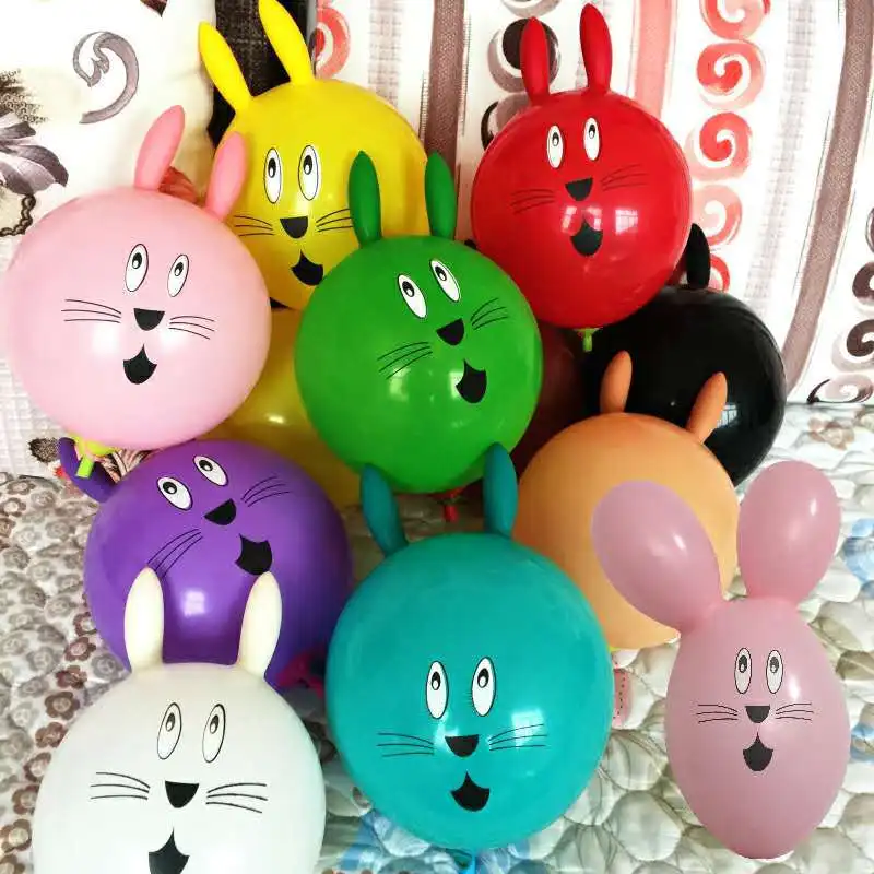 10 stücke 12 zoll gedruckt latex ballon kaninchen geformt kinder spielzeug ball cartoon tier ballons geburtstag dekoration Image