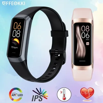 Slim Smart Watch Männer Frauen Smart Armband Armband 1,1 Zoll Amoled Herzfrequenz Wasserdicht Körpertemperatur Fitness Tracker Band