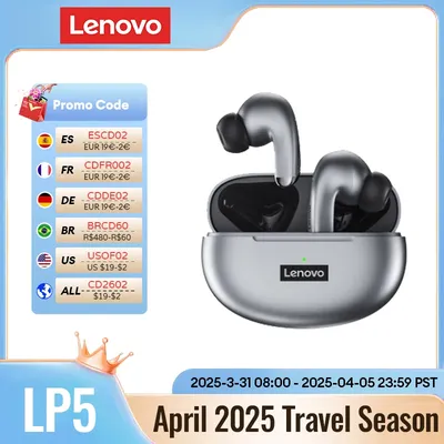 100% original lenovo lp5 drahtlose Bluetooth-Ohrhörer HiFi-Musik Kopfhörer mit Mikrofon Kopfhörer Image