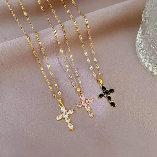 schmuck kette schmuck damen necklace gothic Mode klassische Kreuz Halskette schöne Vintage Jesus