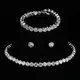 Luxus Runde Kristall Schmuck Set für Frauen Charme Silber Farbe Armband Stud Ohrring Zirkon Kette