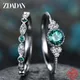 Zdadan Sterling Silber Smaragd Zirkon Ring für Frauen Charme blau Edelstein Ringe Hochzeits schmuck