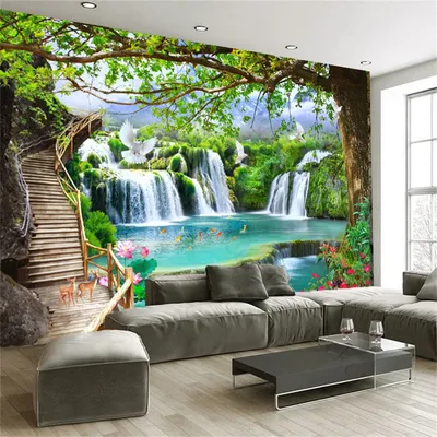 Nach Wandbild Tapete 3D Wasserfall Natur Große Wand Malerei Wohnzimmer TV Sofa Schlafzimmer Studie Image