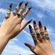 Punk Vintage Silber Farbe Poker Billard Ring Set für Frauen Gothic Herz Anillos Hüfte Hop Y2k