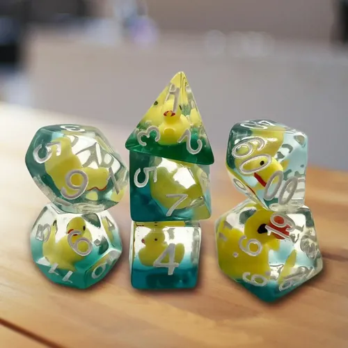 7 Stück Acryl polyed rische Würfel Set Bar Spielzeug mit Enten gefüllt D4-D20 für Mathematik