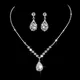 Kostenloser Versand Luxus Engel Teardrop Halskette Ohrringe Set Braut Brautjungfer Hochzeit Schmuck