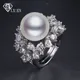 LXOEN Mode Big Imitation Perle Ring Mit Helle CZ Stein Kristall Frauen Hochzeit Ring Boho Vintage