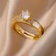 Edelstahl runde Ringe für Frauen Zirkon geometrische Goldfarbe Kristall ring ästhetische Hochzeits