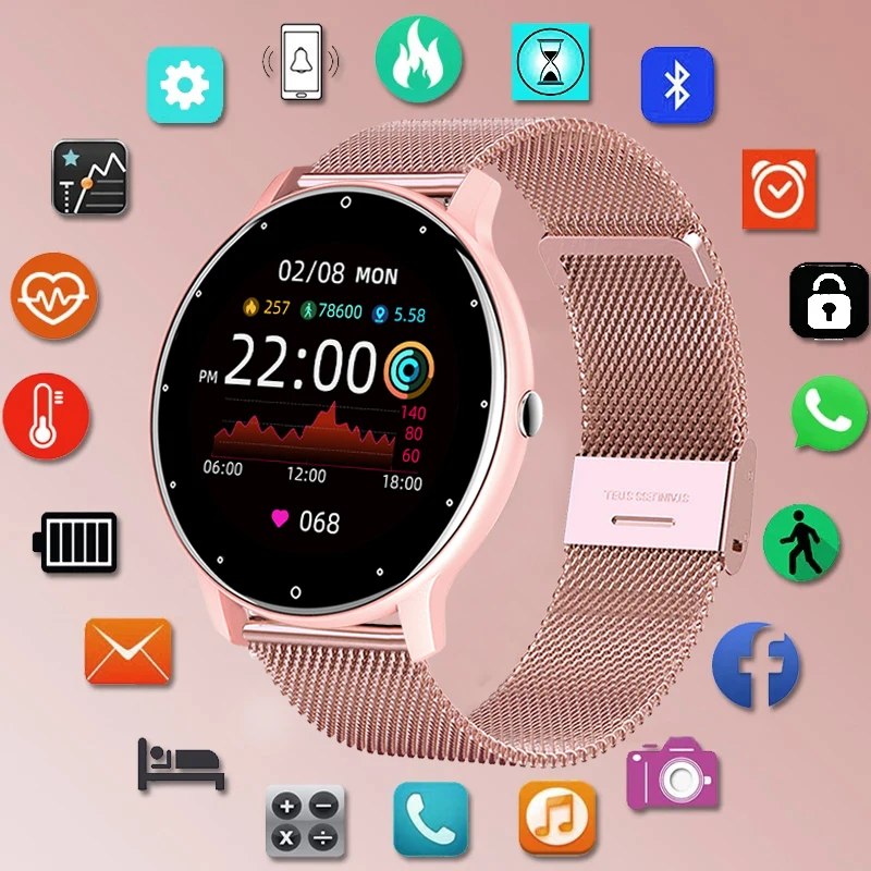 Lige smart watch damen voll touchscreen sport fitness uhr ip67 wasserdicht bluetooth für android ios smart watch weiblich Image