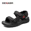 DEKABR Größe 48, männliche Sandalen aus echtem Leder, Sommer, lässige Herrenschuhe, Urlaub,