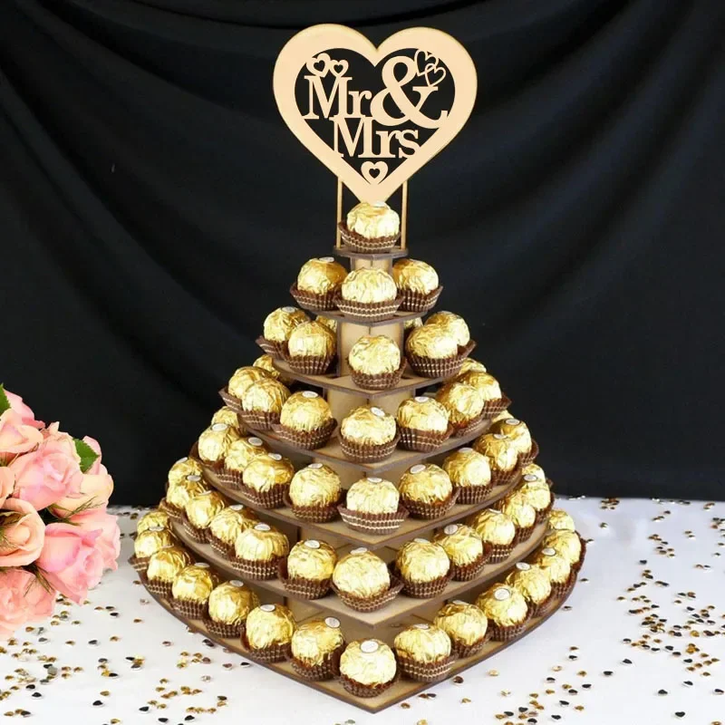 7 ter Herz Mr & Mrs Ferrero Rocher Pyramide Hochzeit Schokolade Dessert Süßigkeiten Display-ständer Halter Valentinstag Schokolade geschenk Image