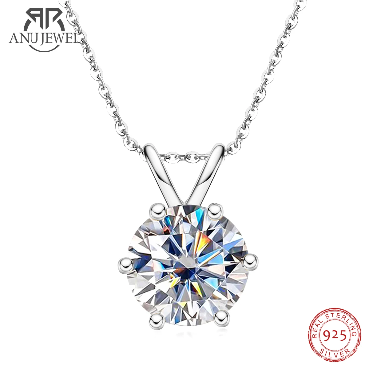AnuJewel 1ct 3ct 5ct D Farbe Moissanite Diamant Top Qualität 18K Gold Überzogene Anhänger Halskette Edlen Schmuck Geschenke Großhandel Image