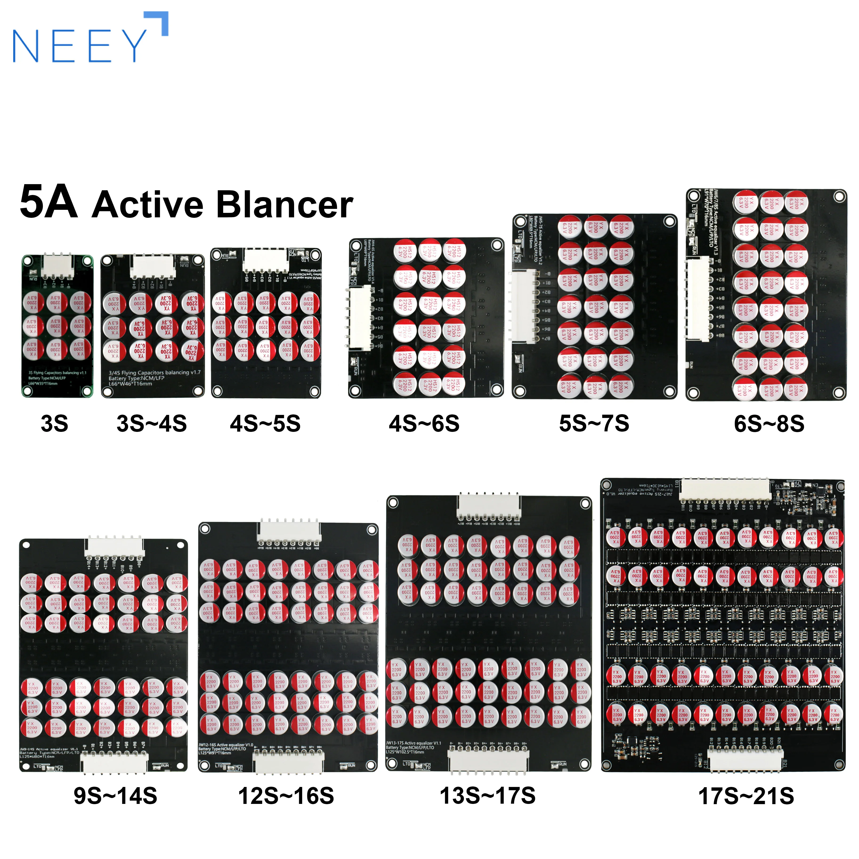 Großhandel Aktiver Equalizer Balancer 5A 3S 4S 5S 6S 7S 8S 14S 16S 17S 18S 19S 20S 21S Lifepo4/Lipo/LTO Batterie-Energiekondensator Image