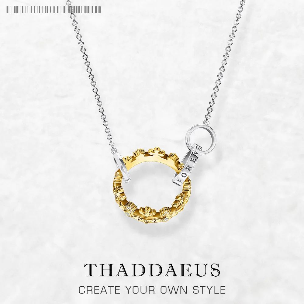 Royal Crown Gold-Halskette, Gliederkette, eleganter edler Schmuck, Europa, 925er Sterlingsilber, brandneues romantisches Geschenk für Frauen