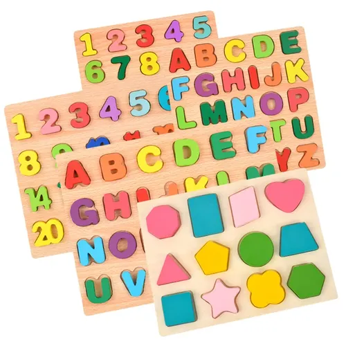 3D Holz spielzeug Nummer Buchstaben Form Erkenntnis frühe Bildung Spielzeug Mathematik Erkenntnis