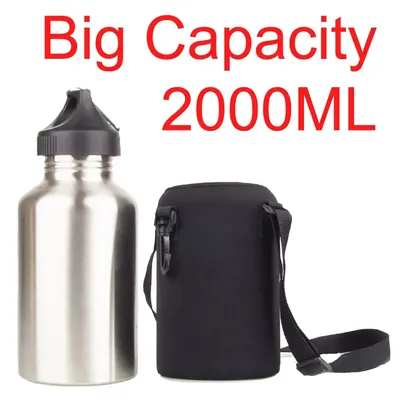 2000ML Sport Wasser Flasche Set für Camping Wandern Fahrrad Radfahren Breiten Mund Trinken Krug mit