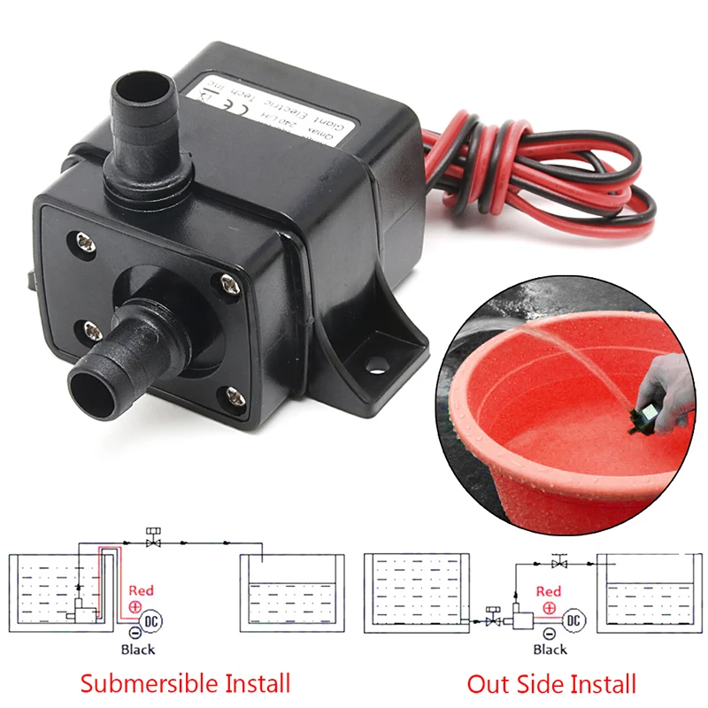 Mini DC12V 3M 240L/H Bürstenloser Motor Tauchwasserpumpe 12V Wasserpumpe 12V 4,8W oder 24V 5,8W Image