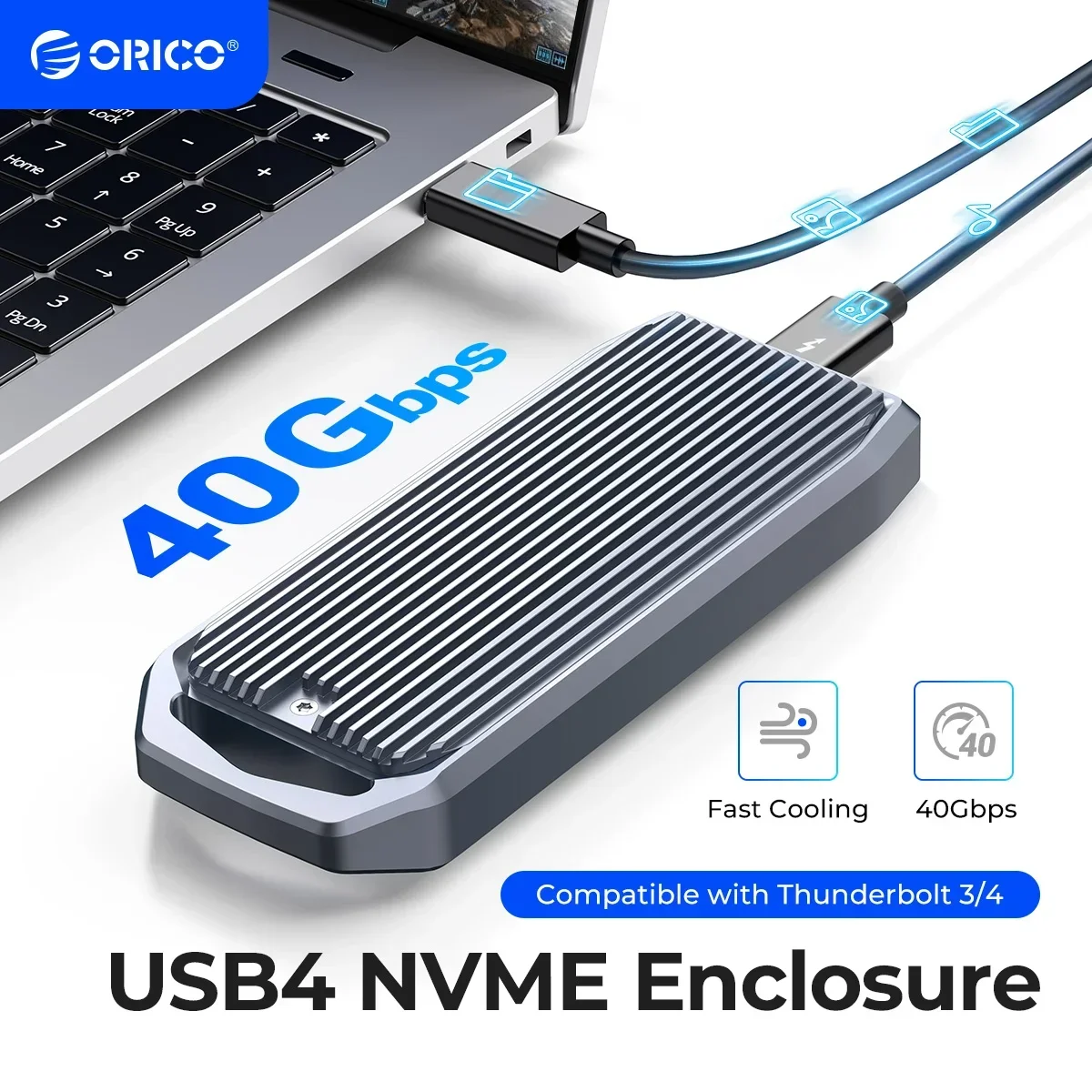 ORICO USB4 M.2 SSD-Gehäuse 40 Gbit/s M2 NVMe-Gehäuse kompatibel mit Thunderbolt 3 4 USB3.2 USB 3.1 3.0 Typ-C Mehrere Protokolle Image