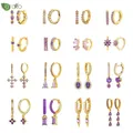 925 Sterling Silber Nadel Premium Amethyst Anhänger Hoop Ohrringe für Frauen Mode Herz Ohrringe