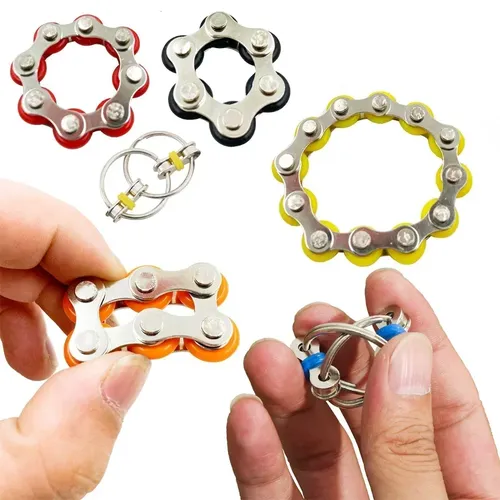 6 Farben kreative Anti stress Spielzeug Zappeln Spielzeug Fahrradkette für Autismus ADHD Stress