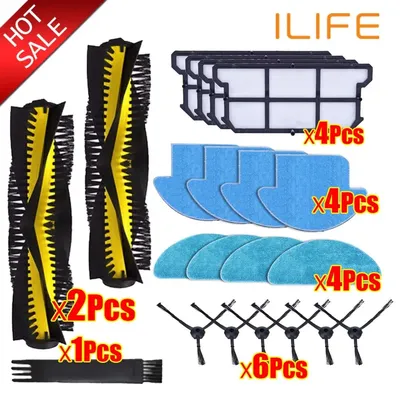 Roboter-Staubsauger Ersatzteile Kits Roller Hauptseitenbürste Tuch Moppfilter Hepa für Ilife V7S pro Image