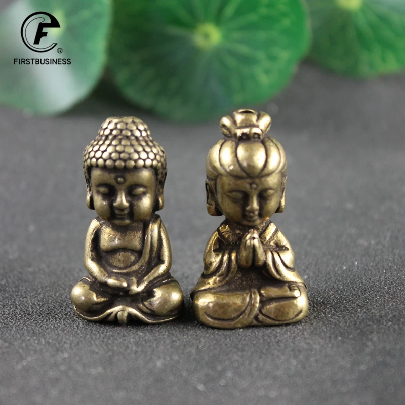Mini Massivem Messing Guan Yin Buddha Kleine Ornamente Vintage Kupfer Buddha Statue Miniatur Figuren Handwerk Desktop Home Dekore