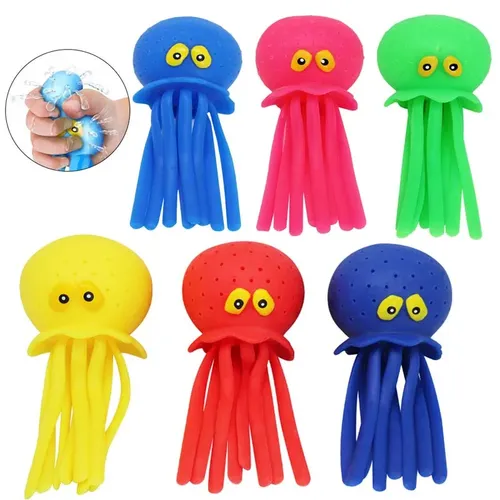 6 Farben Schwamm saugfähige Oktopus Baby Bad Spielzeug Quetschen Stress abbau Spielzeug Sommer