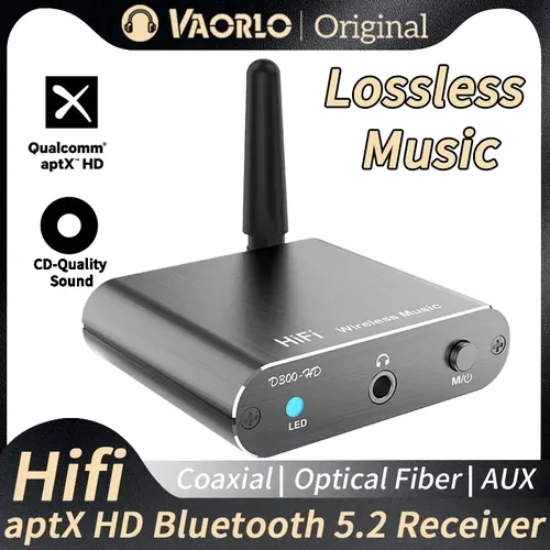 VAORLO aptX-HD Bluetooth 5 2 Music Receiver HIFI Wireless Audio Adapter mit 3 5mm Aux