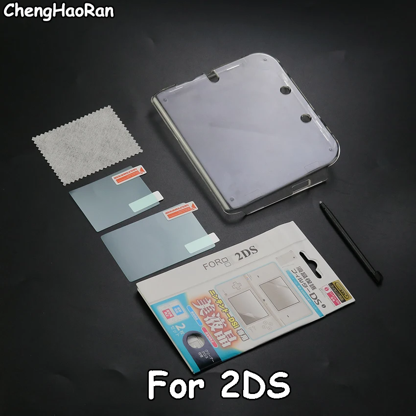 ChengHaoRan Für 2Ds Fall Langlebige Transparente Kunststoff Schutzhülle Hard Case Abdeckung Shell + Anti Staub Film + Kunststoff stift Für 2DS Gaming Image