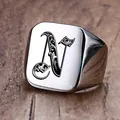 Vnox Retro Initialen Signet Ring für Männer 18mm Sperrige Schwere Stempel Männlichen Band Edelstahl