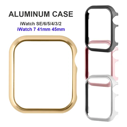 Zubehör für Apple Uhr Fall 45mm 44mm Metall Bumper Schutzhülle Rahmen für iWatch SE Serie 7/6/5/4