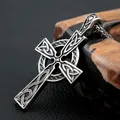 Mens Irish Celtic Knoten Kreuz Anhänger Halskette Edelstahl Nordic Viking Halskette Alte Talisman