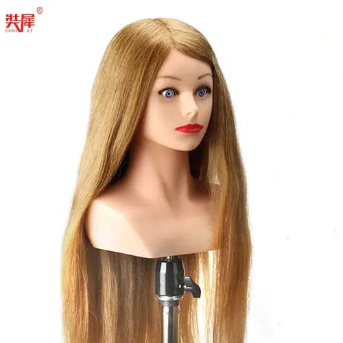 "24 ""Mannequin Kopf Hohe Grade 80% Echt Haar Friseur Kopf Dummy Schönen Puppen Blonde Lange Haar"