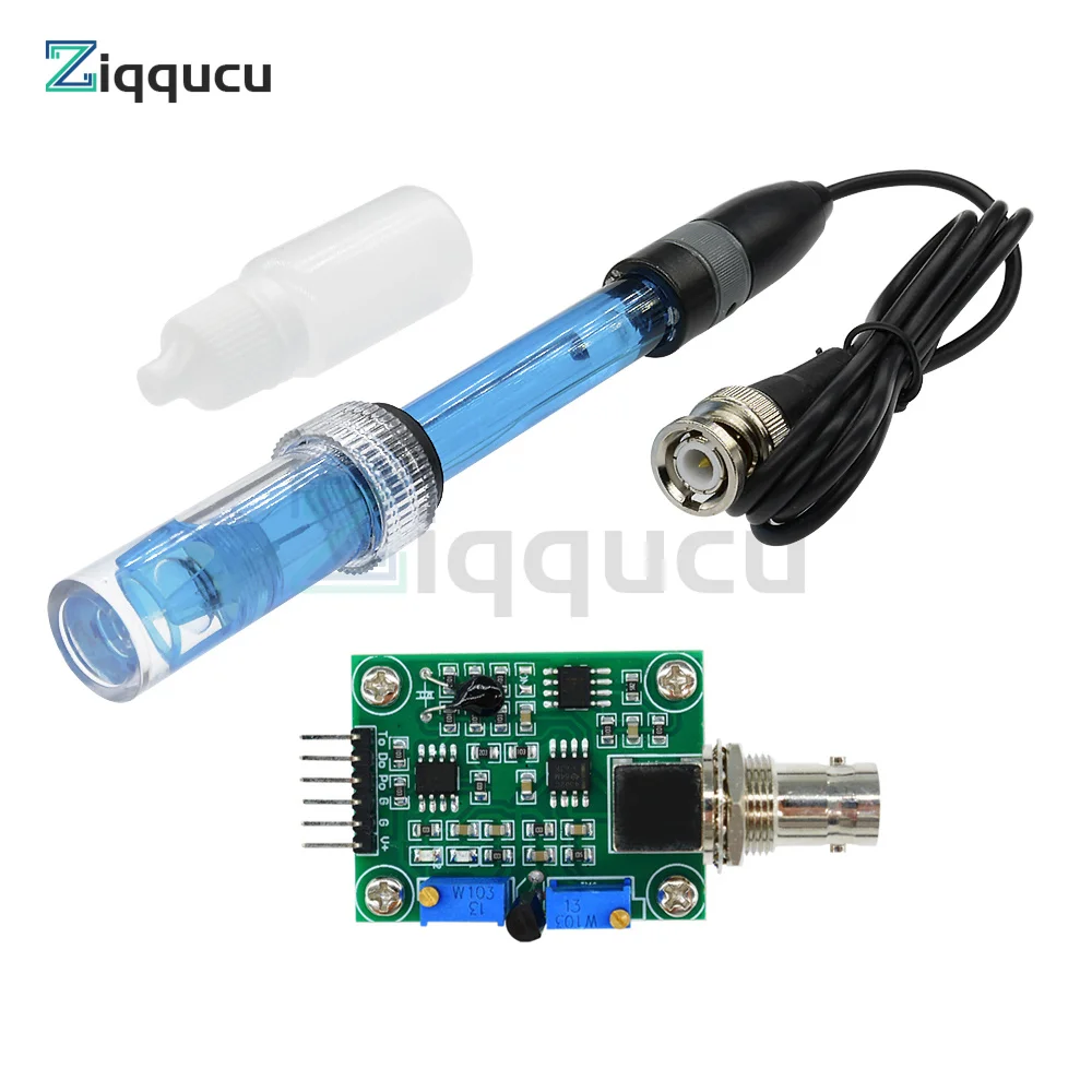 1Set Flüssigkeit PH 0-14 Wert Erkennung Regler Sensor Modul Überwachung Control Meter Tester + BNC PH Elektrode sonde Für Arduino Image