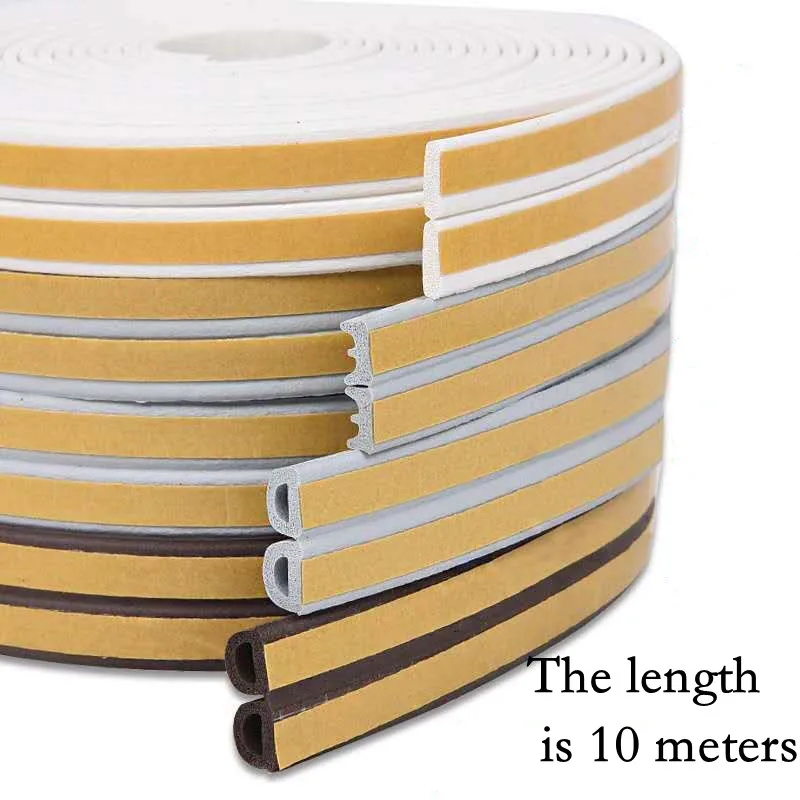 DIPE selbstklebender Tür- und Fensterdichtungsstreifen, Antikollisions-Gummistreifen für Glasfenster, Schalldämmstreifen aus Schaumstoff Image