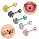 Rose Blume Zunge Ringe für Teen Mädchen Piercing Steampunk 1pc Schwarz Gold Farbe Edelstahl Frauen
