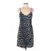 Free Press Casual Dress - Mini Plunge Sleeveless: Gray Leopard Print Dresses - Women's Size Medium