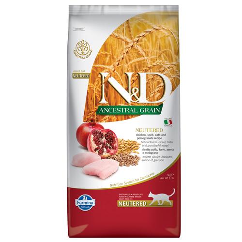 5kg Farmina N&D Cat Ancestral Grain Chicken & Pomegranate Neutered Trockenfutter Katze