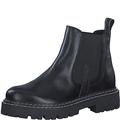 MARCO TOZZI Damen Chelsea Boots aus Leder Blockabsatz, Schwarz (Black/White), 42