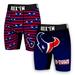 Men's Rock Em Socks Navy Houston Texans Two-Pack Mascot Slogan Boxer Briefs
