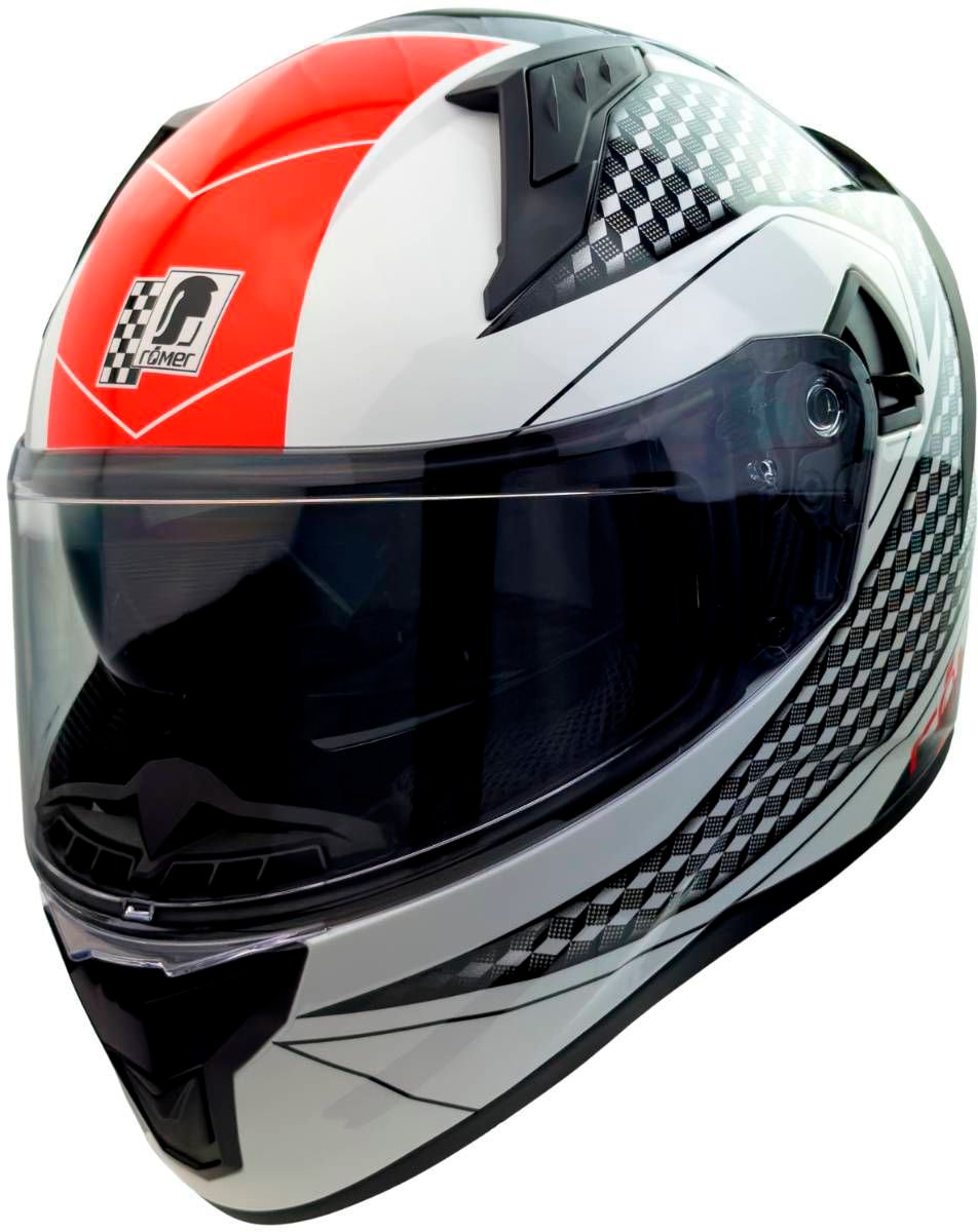 Motorradhelm RÖMER HELME "Integralhelm Eifel" Gr. XS, schwarz-weiß (weiß, schwarz, rot), Helme, XS Kopfumfang: 53cm - 54cm, mit integriertem Sonnenvisier Image