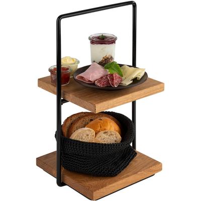 Etagere APS "Perfecto", braun (braun, schwarz), B:20cm H:40,50cm L:23cm, Metall, Holz, Servierplatten, vielseitige Nutzung möglich, 2-stufig Image