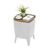 Inval Capri 30.8 Qt. Beverage Cooler Table in White/Brown | 22.8 H x 16.33 W x 16.33 D in | Wayfair 492-CAR