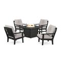 POLYWOOD® Mission 5 Piece Multiple Chairs Seating Group w/ Cushions Plastic in Black | Outdoor Furniture | Wayfair PWS2136-2-BL145999