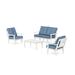 POLYWOOD® Prairie 4-Piece Deep Seating Set w/ Loveseat Metal in White/Blue | Outdoor Furniture | Wayfair PWS2144-2-WH161147