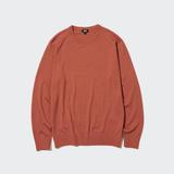 Men's Extra Fine Merino Crew Neck Long-Sleeve Sweater | Orange | Medium | UNIQLO US