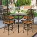World Menagerie Waverley Round 4 - Person 35.4" Long Aluminum Bar Height Outdoor Dining Set Metal in Black/Brown | 35.4 W x 35.4 D in | Wayfair